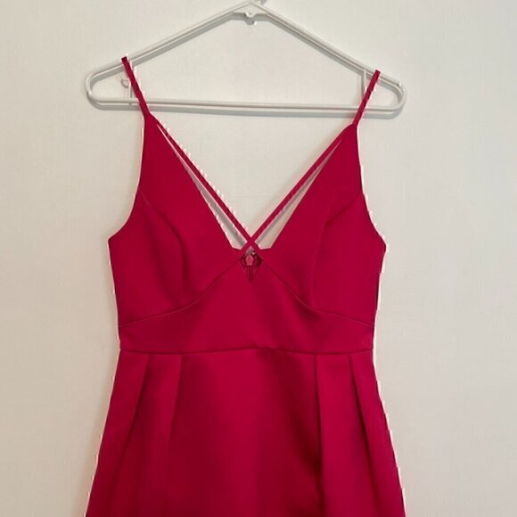 TOPSHOP Front Cross Minidress Magenta Pink Strappy Party Mini Fit & Flare Dress - Picture 3 of 14
